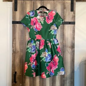Kate Spade emerald green floral cocktail dress